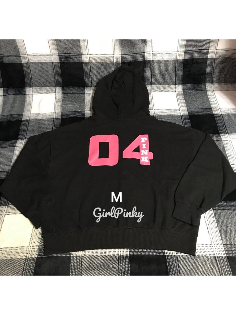 VS PINK IVY FLEECE FULL ZIP LOGO HOODIE WITH 04 LOGO ON THE BACK IN PINK M & L